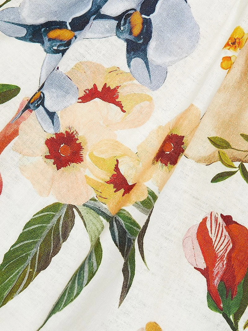 Greek Garden Floral Linen-Blend Maxi Dress