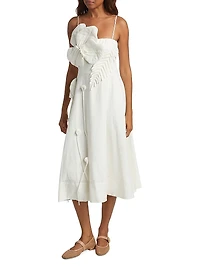 Garden Appliqué Sleeveless Midi-Dress