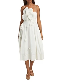 Garden Appliqué Sleeveless Midi-Dress