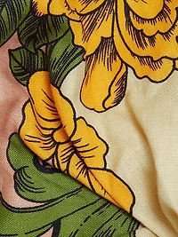 Floral Arabesque Linen Midi-Dress