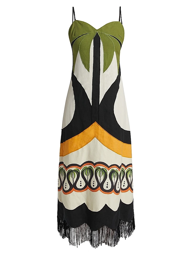 Coconut Tree Flow Cutwork Midi-Dress