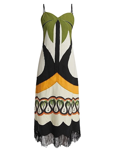 Coconut Tree Flow Cutwork Midi-Dress