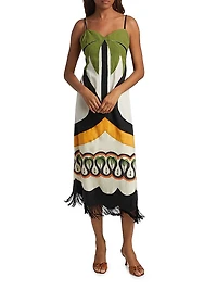 Coconut Tree Flow Cutwork Midi-Dress