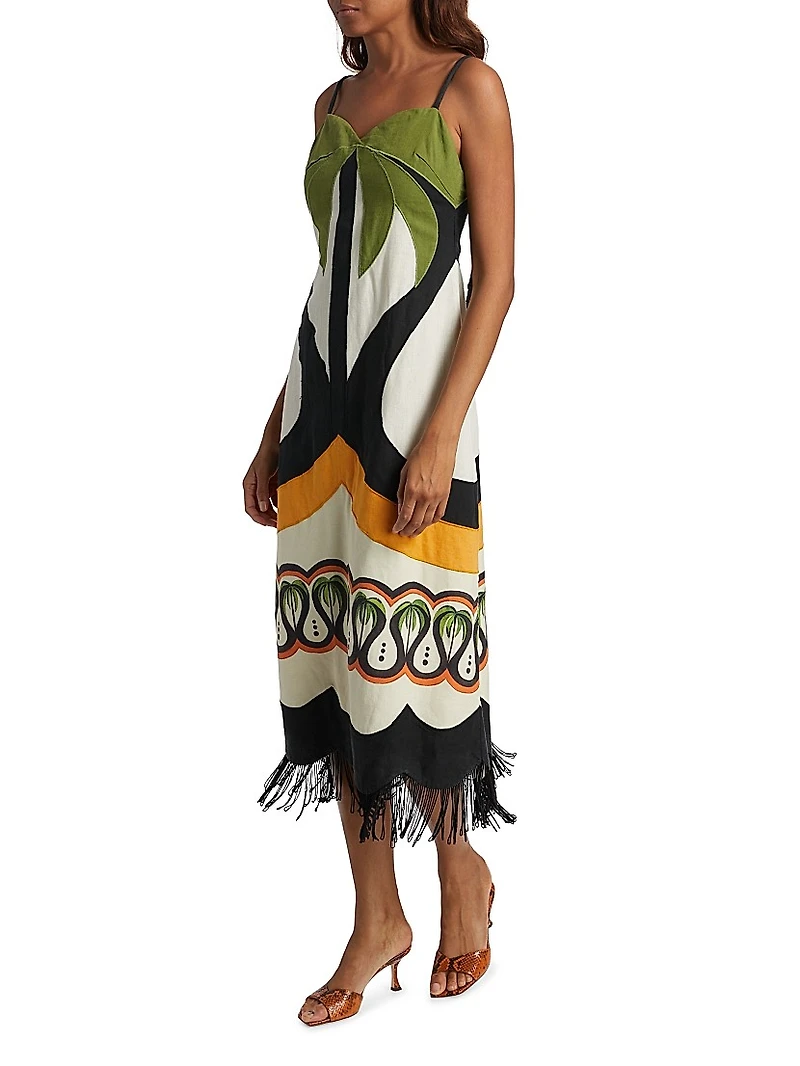 Coconut Tree Flow Cutwork Midi-Dress