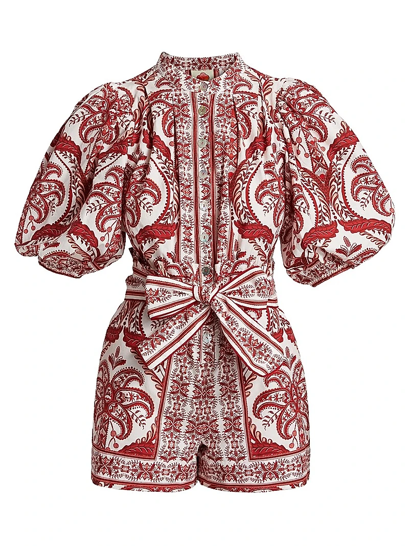 Tropical Cameo Printed Cotton Romper