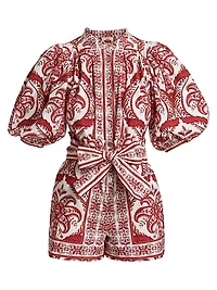 Tropical Cameo Printed Cotton Romper