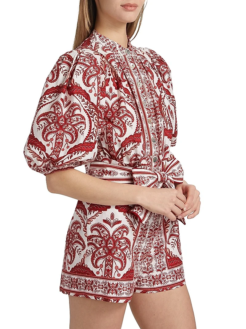 Tropical Cameo Printed Cotton Romper