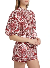 Tropical Cameo Printed Cotton Romper