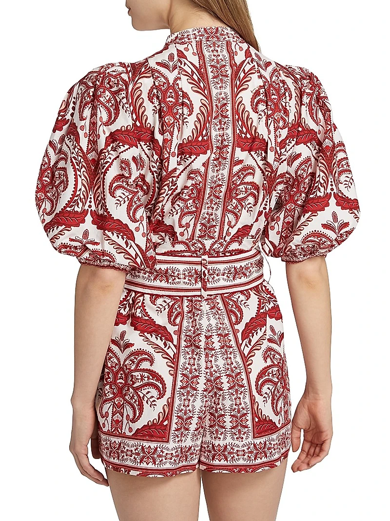 Tropical Cameo Printed Cotton Romper