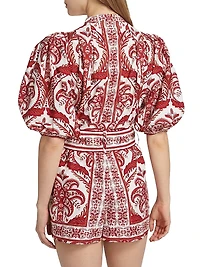 Tropical Cameo Printed Cotton Romper