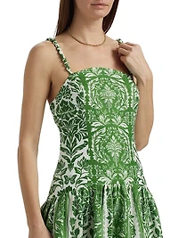 Delicate Tapestry Linen Midi-Dress