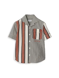Little Boy's & Xanadu Striped Patchwork Button-Front Shirt