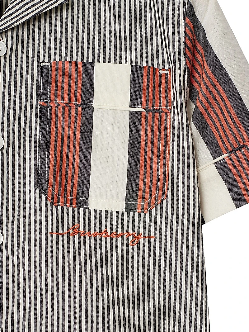 Little Boy's & Xanadu Striped Patchwork Button-Front Shirt