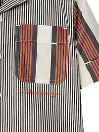 Little Boy's & Xanadu Striped Patchwork Button-Front Shirt