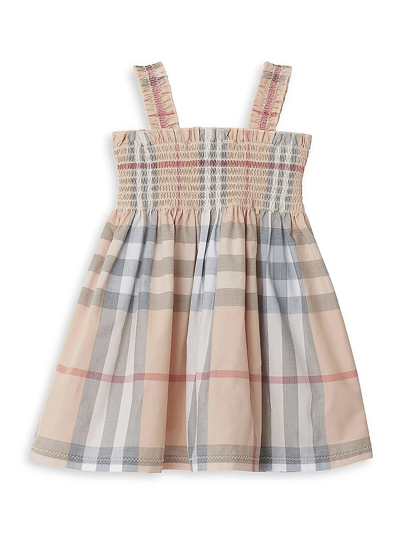 Baby Girl's Smocked Check Dress & Bloomers Set