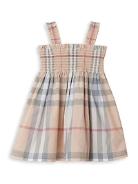 Baby Girl's Smocked Check Dress & Bloomers Set