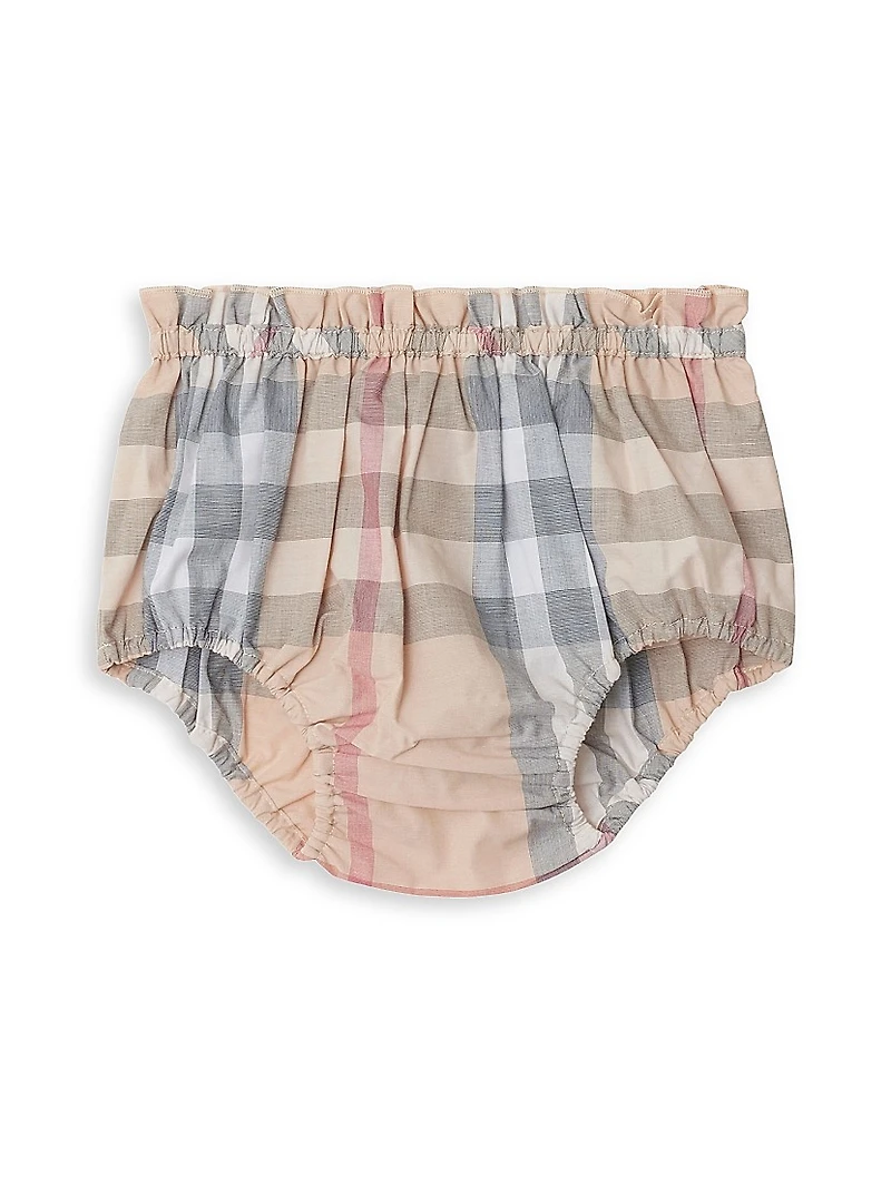 Baby Girl's Smocked Check Dress & Bloomers Set