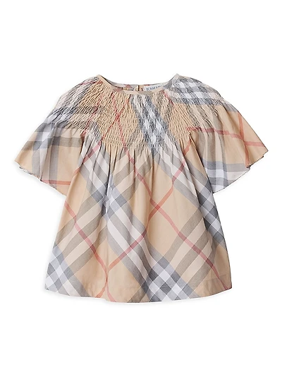 Baby Girl's, Little Girl's & Check Cotton Top