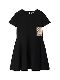 Little Girl's & Riley Logo Patch Cotton Dress