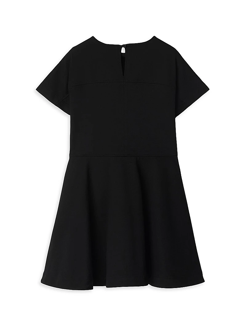 Little Girl's & Riley Logo Patch Cotton Dress
