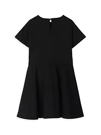 Little Girl's & Riley Logo Patch Cotton Dress