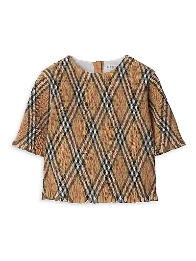 Baby Girl's, Little Girl's & Madeline Smocked Check Top