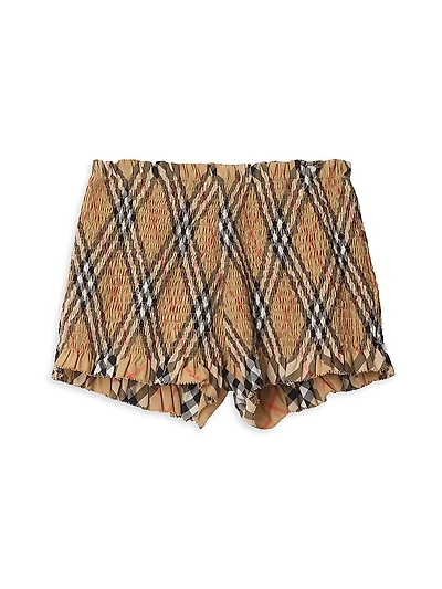 Baby Girl's, Little Girl's & Remy Smocked Check Shorts