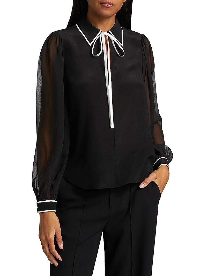 Roanne Silk Tieneck Blouse