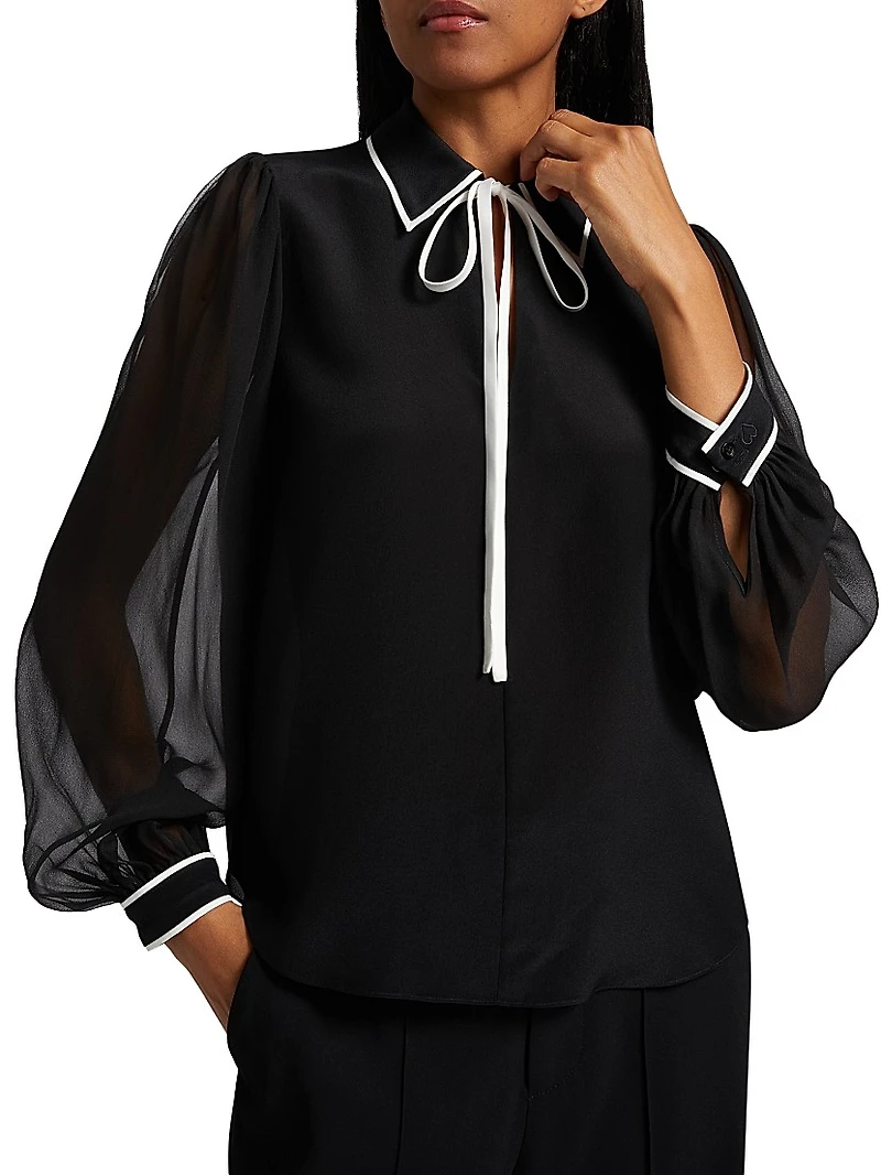 Roanne Silk Tieneck Blouse
