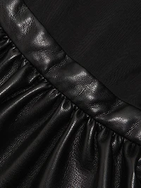 Chara Knit & Faux-Leather Long-Sleeve Midi-Dress