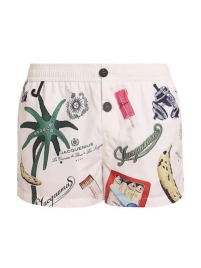 Le Maillot Puntini Logo Abstract Swim Shorts