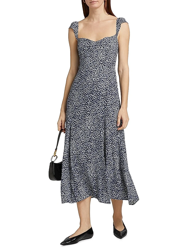 Bryson Floral Sweetheart Midi-Dress