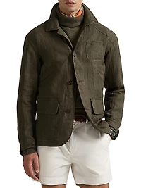 Linen Herringbone Utility Jacket