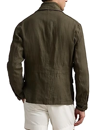 Linen Herringbone Utility Jacket