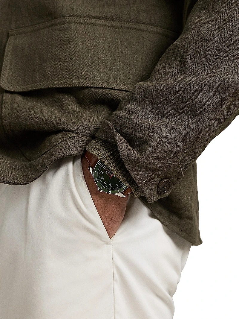 Linen Herringbone Utility Jacket