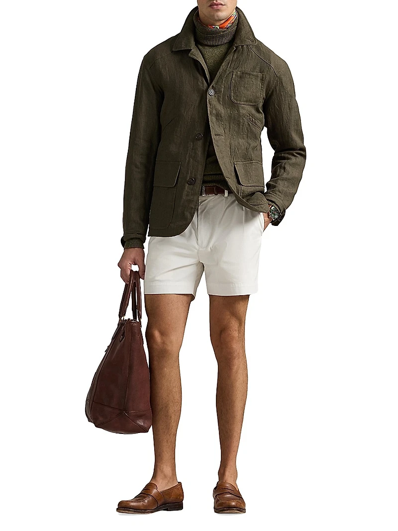 Linen Herringbone Utility Jacket