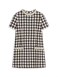 Embroidered Damier Light Tweed Short Dress