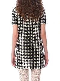 Embroidered Damier Light Tweed Short Dress