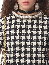 Embroidered Damier Light Tweed Short Dress