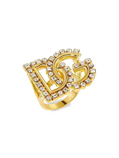 Goldtone & Glass Crystal Monogram Ring