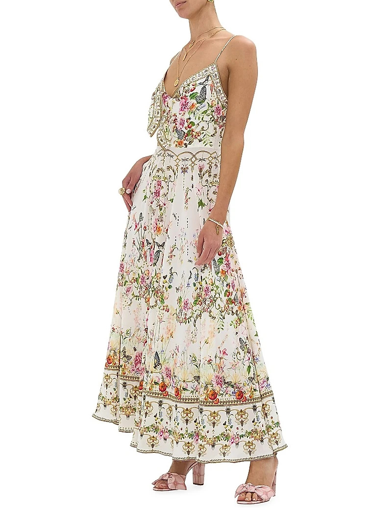 Floral Silk Maxi Dress
