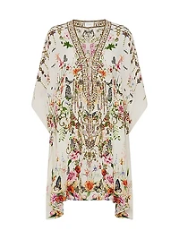 Lace-Up Silk Mini Kaftan