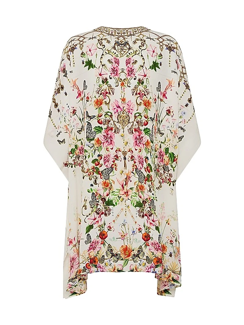 Lace-Up Silk Mini Kaftan