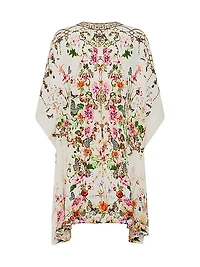 Lace-Up Silk Mini Kaftan