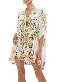 Lace-Up Silk Mini Kaftan
