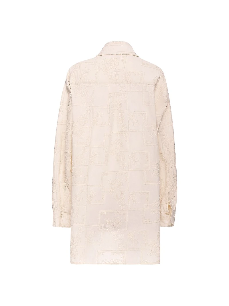 Swan Meraki Embroidered Self-Tie Shirt