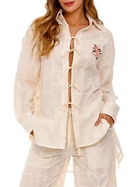 Swan Meraki Embroidered Self-Tie Shirt