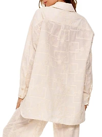 Swan Meraki Embroidered Self-Tie Shirt
