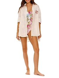 Swan Meraki Embroidered Self-Tie Shirt