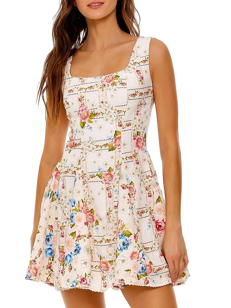 Kristen Meraki Floral Fit & Flare Minidress